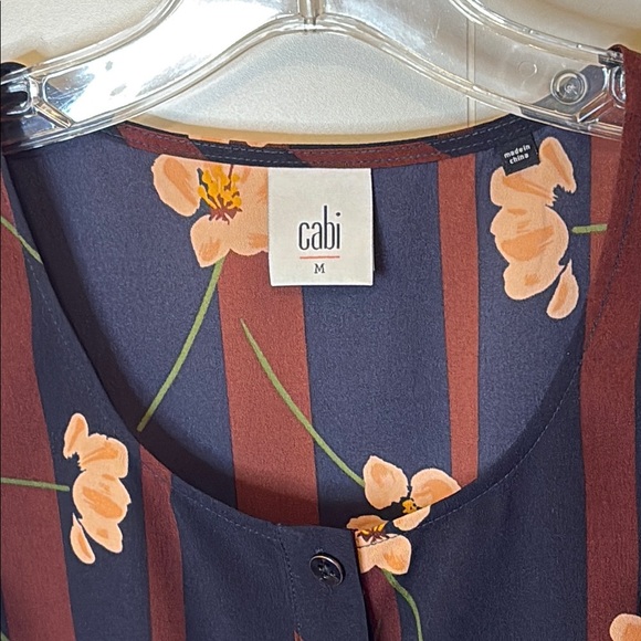 CAbi Blue and Maroon Sleeveless Buttondown Blouse - Picture 2 of 4